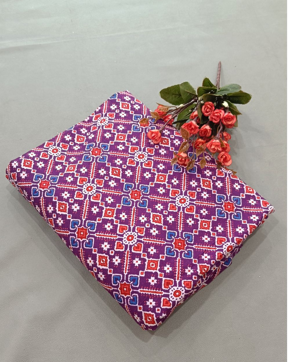Printed Cambric Cotton Dark Purple Colour 42 Inches Width