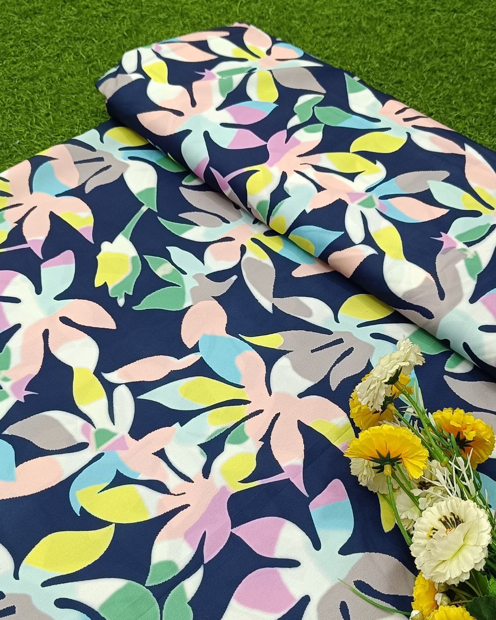 Printed Fiona Navy Blue Colour 44 Inches Width