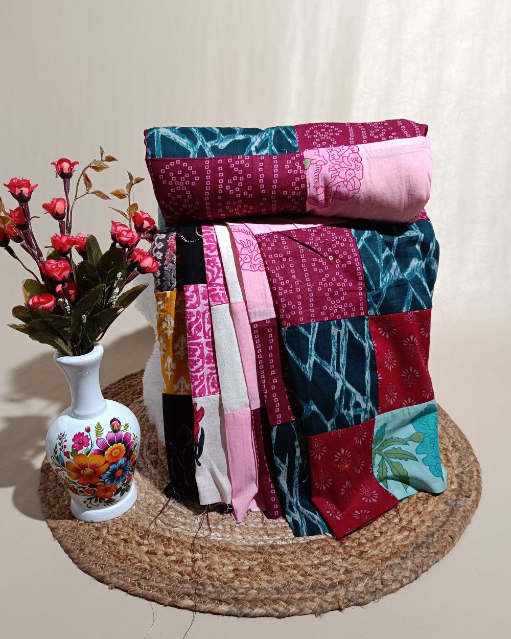 Printed Cotton  Patchwork Quilt Multicolor 42 Inches Width