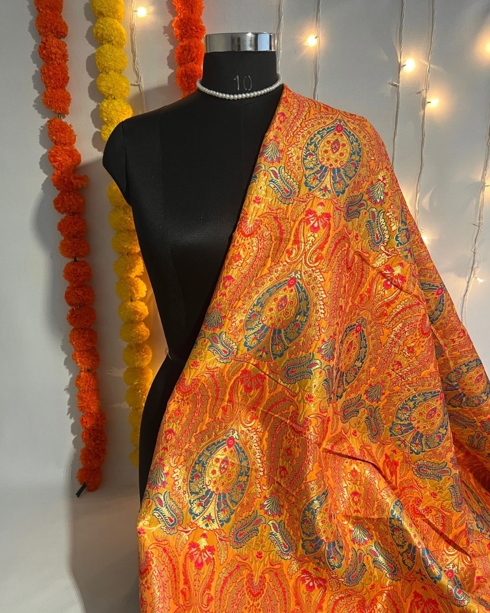 Jacquard Brocade Mango Yellow Colour 46 Inches Width