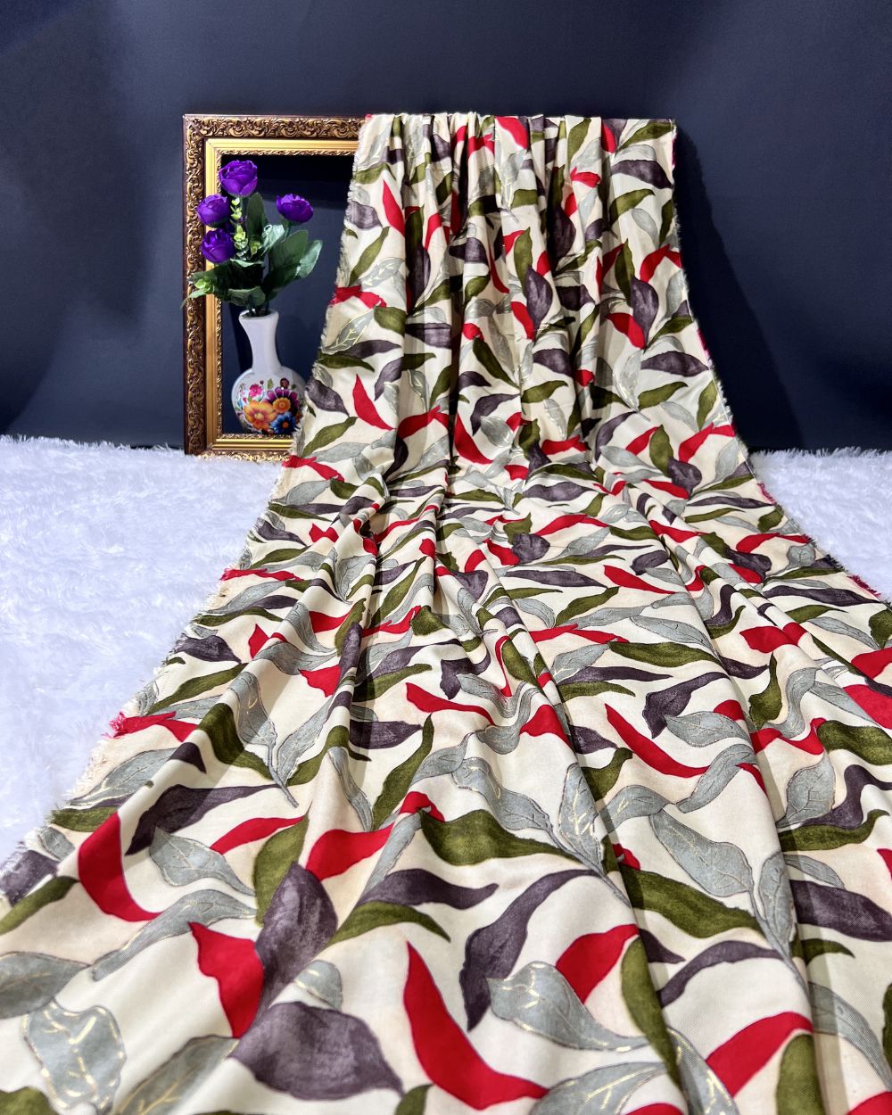 Rayon Foil Print Off White Colour 44 Inches Width