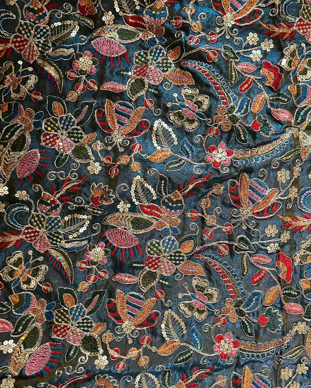 Space Silk Work Bluish Grey Colour 42 Inches Width