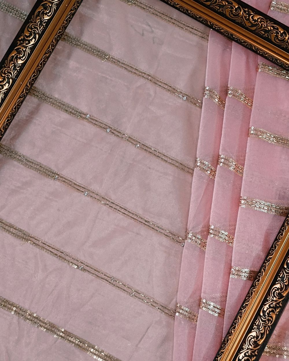 Twill Net Work Light Pink Colour 42 Inches Width