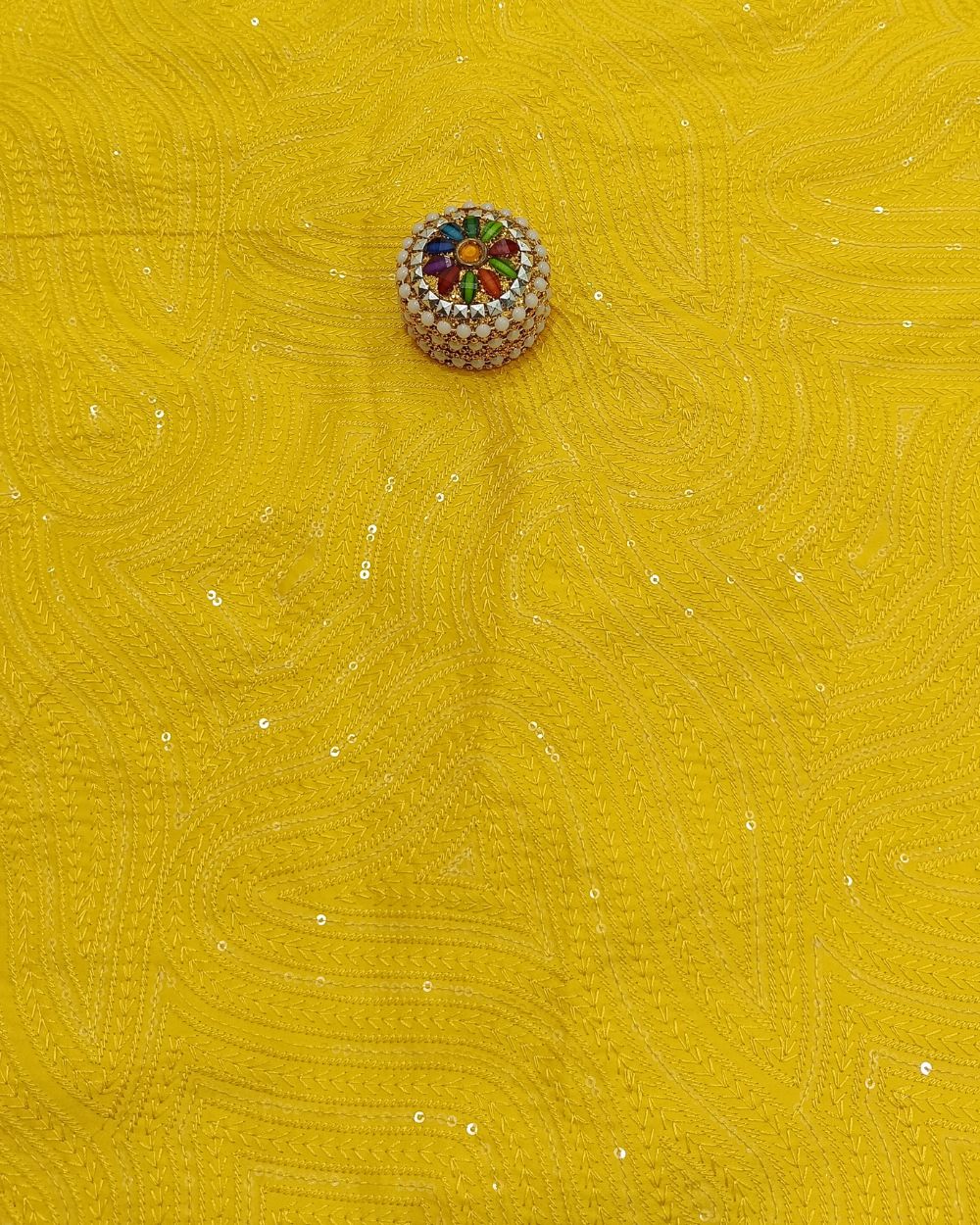 Malai Silk Work Yellow Colour 42 Inches Width