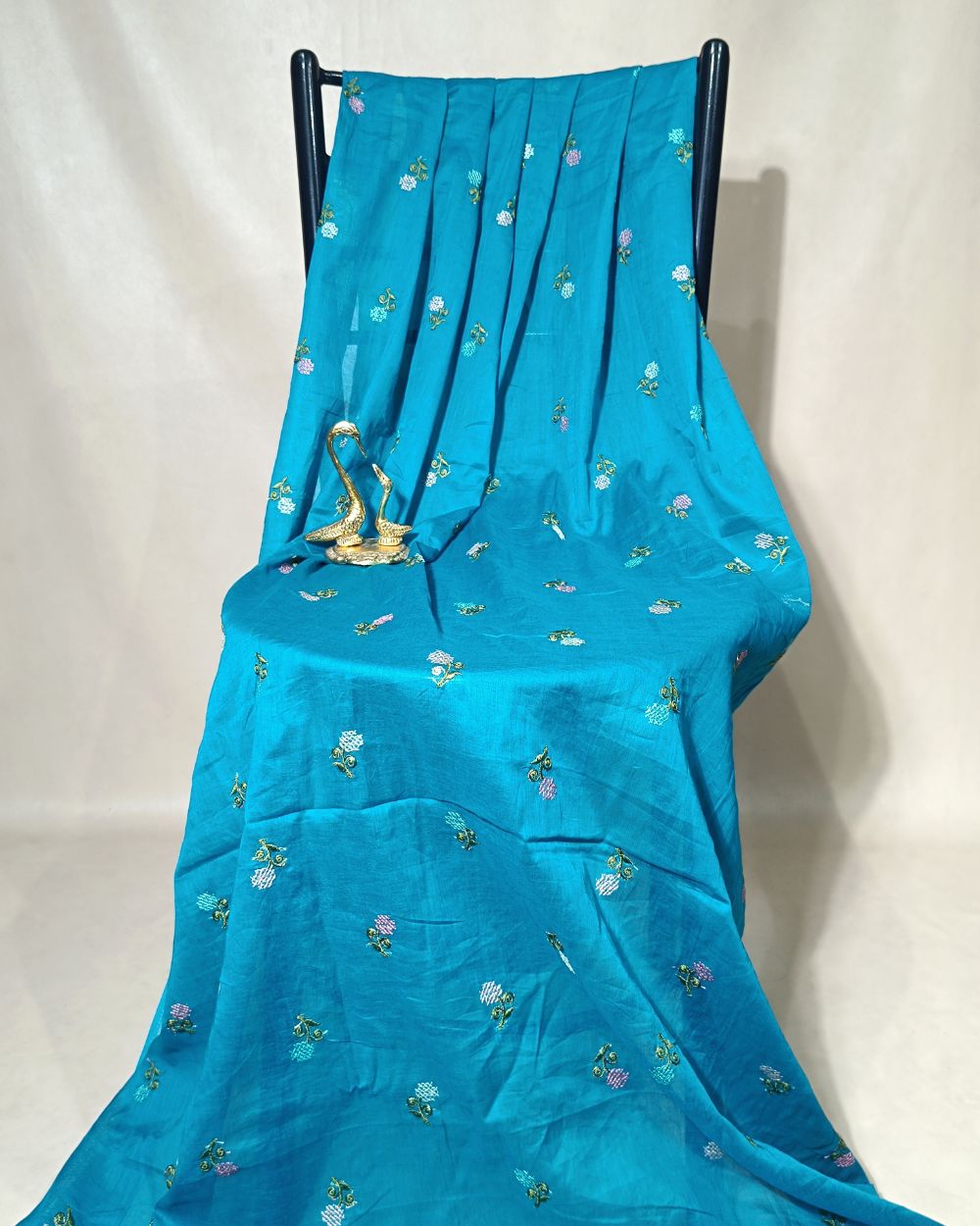 Mal Cotton with Thread Work Peacock Blue Colour 40 Inches Width