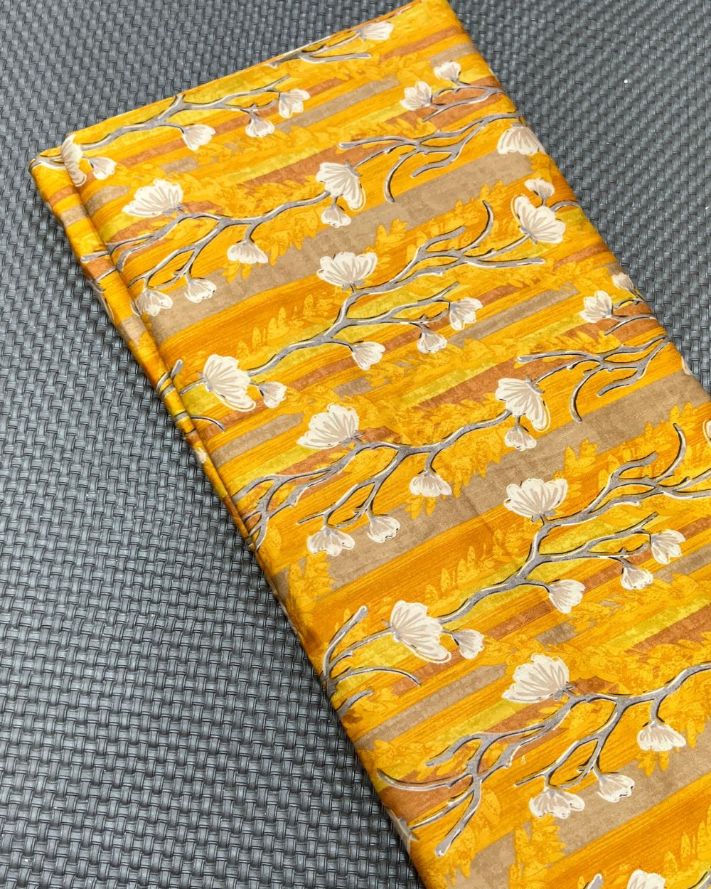 Printed Glazed Cotton Mango Yellow Colour 42 Inches Width