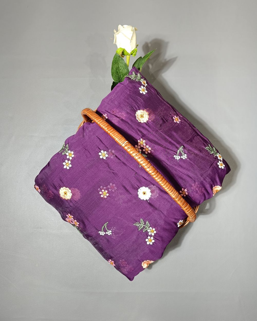 Chanderi Mal Cotton with Thread Work Wine Colour 43 Inches Width