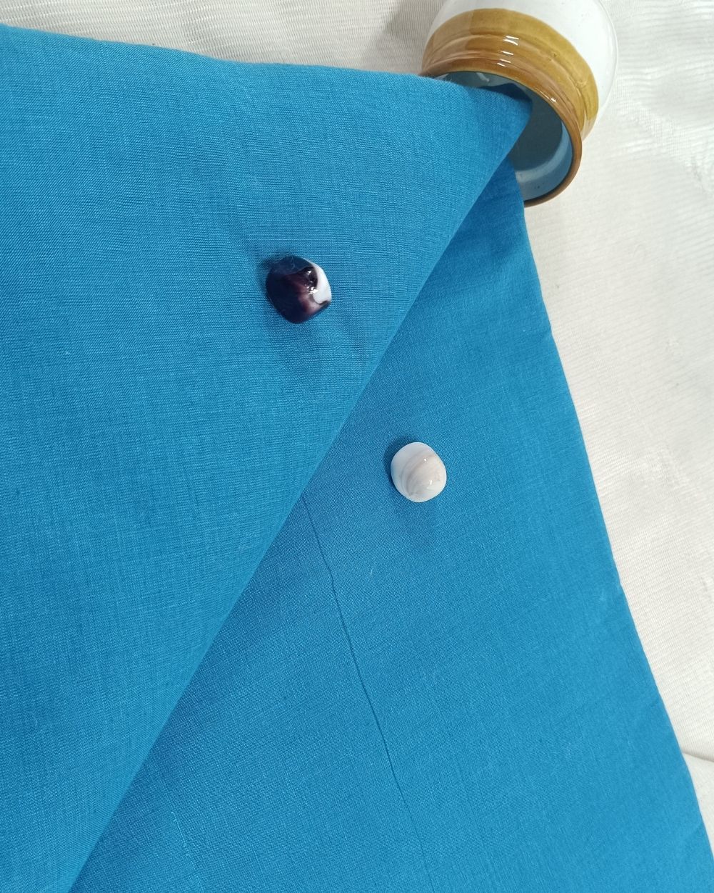 Plain Khadi Cotton Fabric Turquoise Blue Colour 45 Inches Width