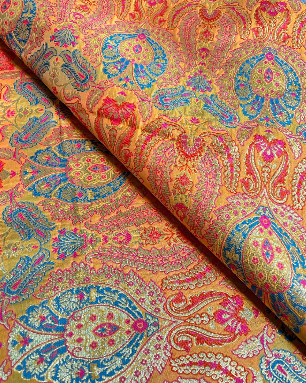 Jacquard Brocade Mango Yellow Colour 46 Inches Width