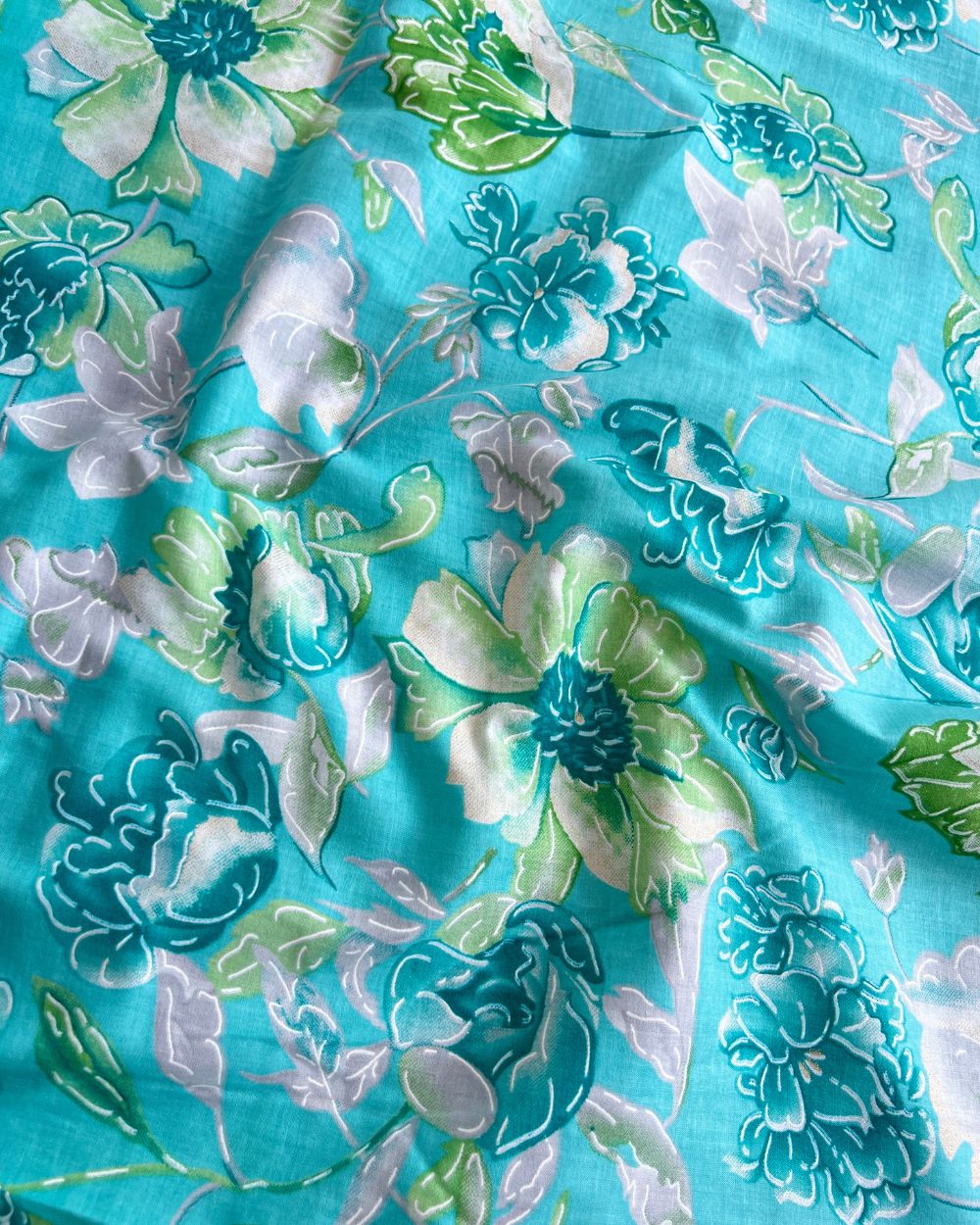 Printed Cotton (Foil) Sky Blue Colour 45 Inches Width