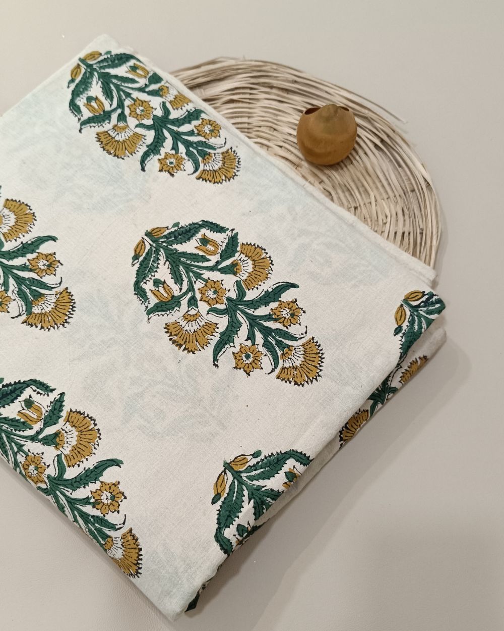 Bagru Hand Block Printed Cotton Off White Colour 45 Inches Width