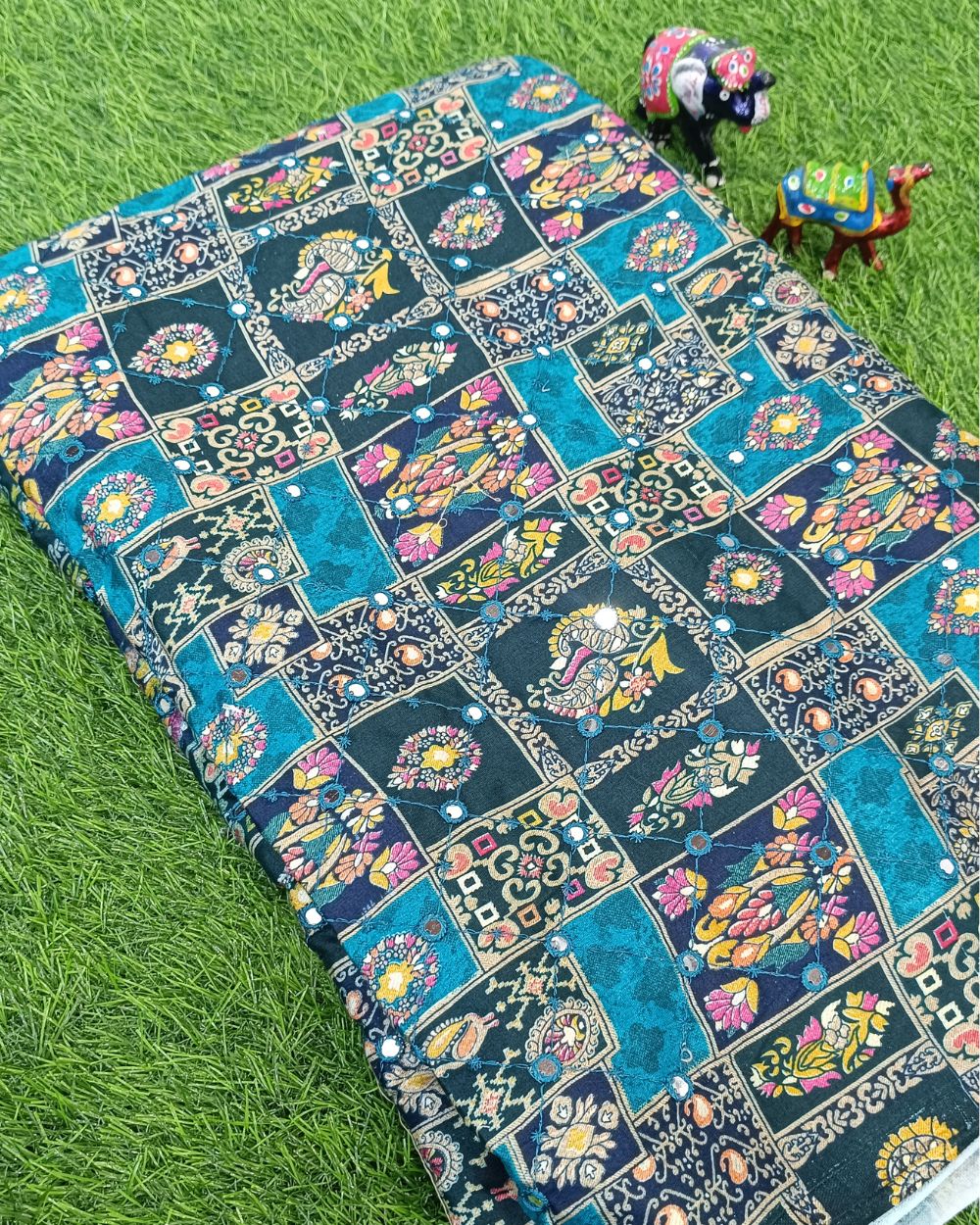 Cotton Abla Work Blue Colour 42 Inches Width