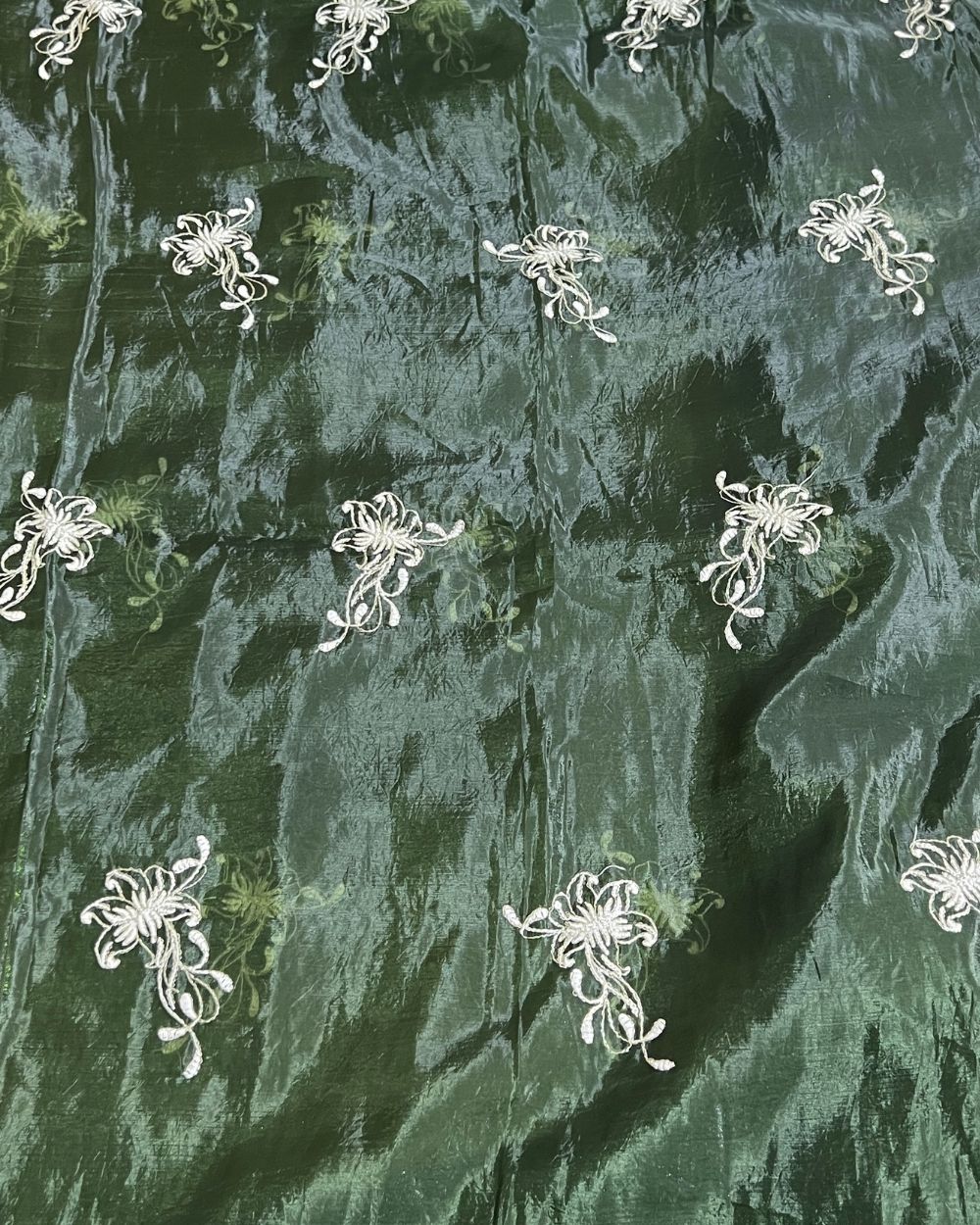 Gold Crush Work Dark Mehandi Green Colour 44 Inches Width