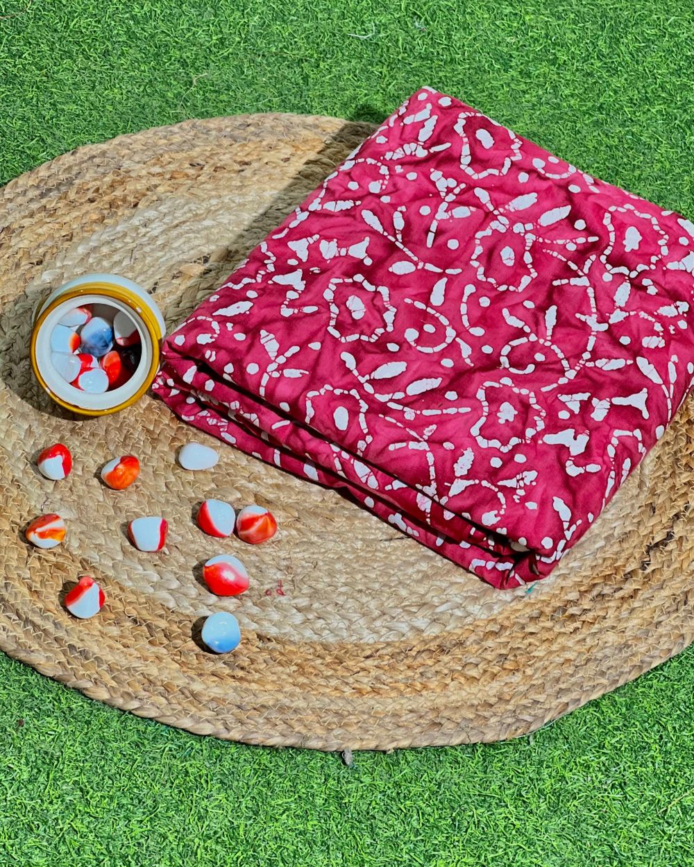 Cotton Hand Blocked Wax Batik Print Pastel Maroon Colour 46 Inches Width