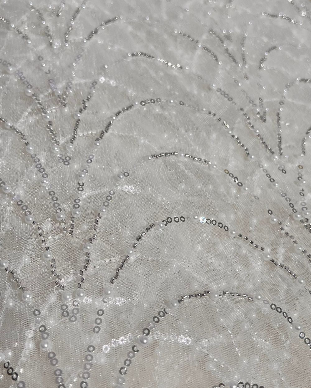 Imported Net Work Off White Colour 62 Inches Width