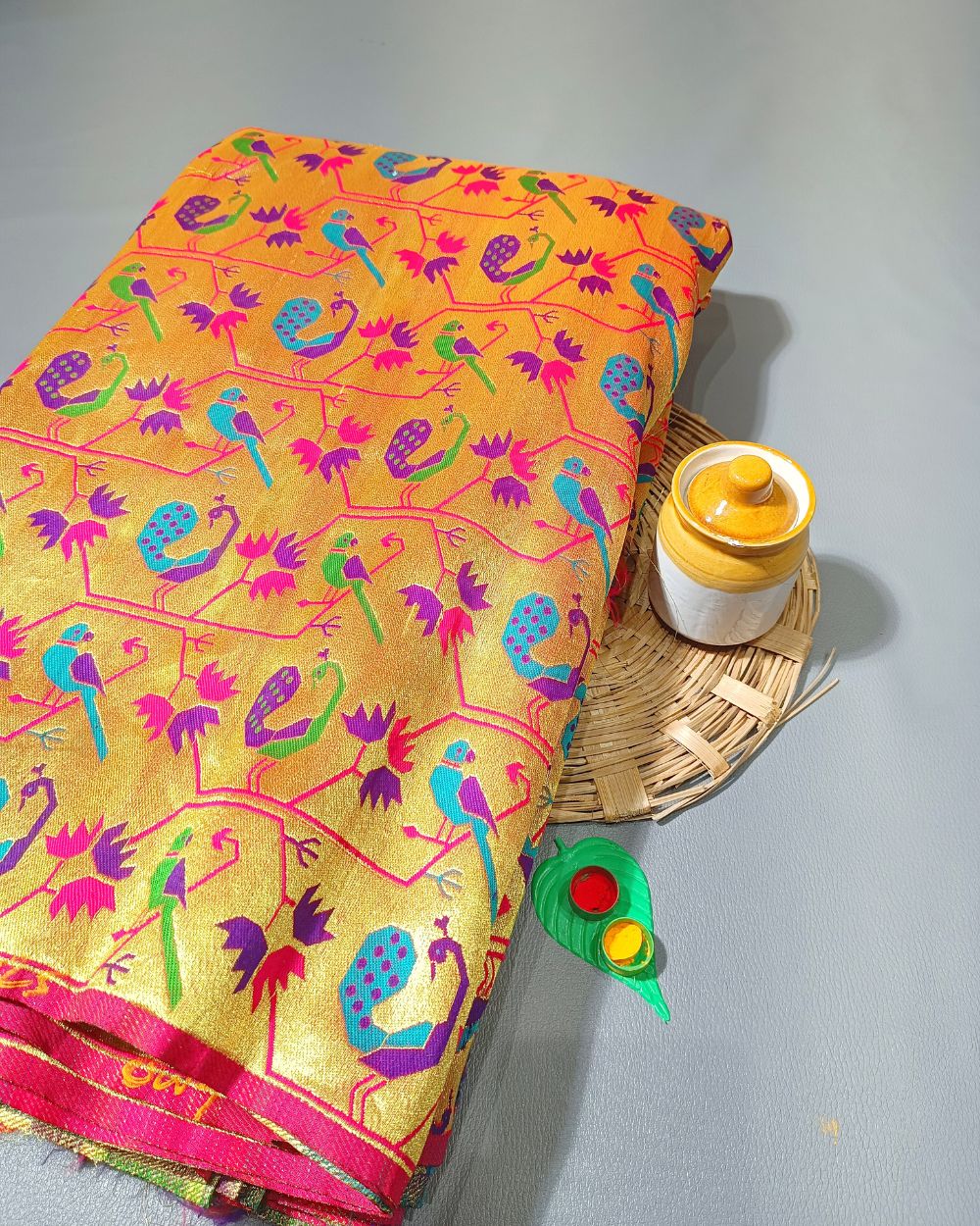 Jacquard Brocade Paithani Multicolor 44 Inches Width