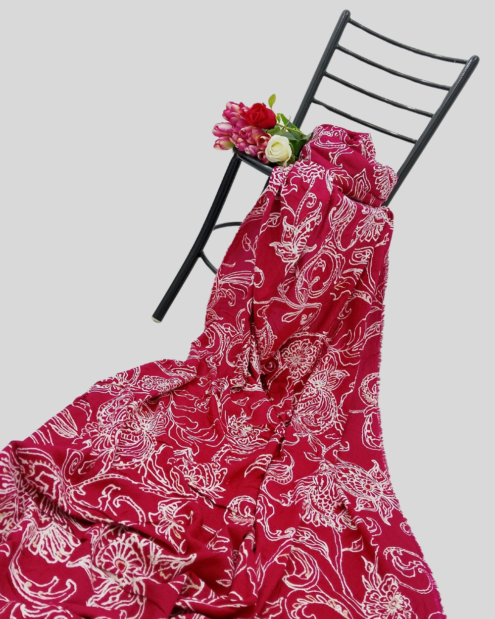 Rayon Foil Print Pink Colour 42 Inches Width