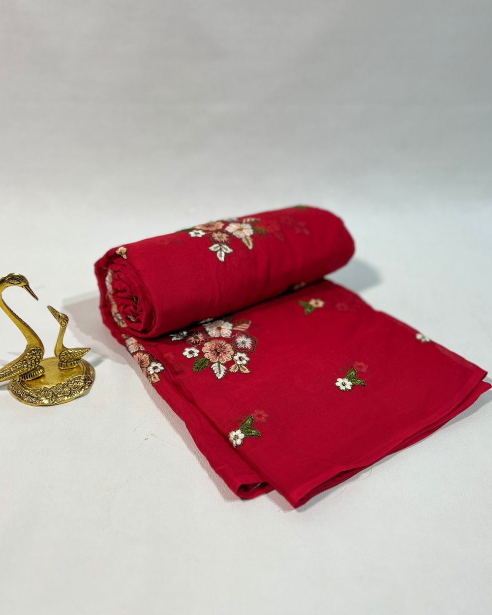 Mal Cotton with Thread Work Red Colour 42 Inches Width