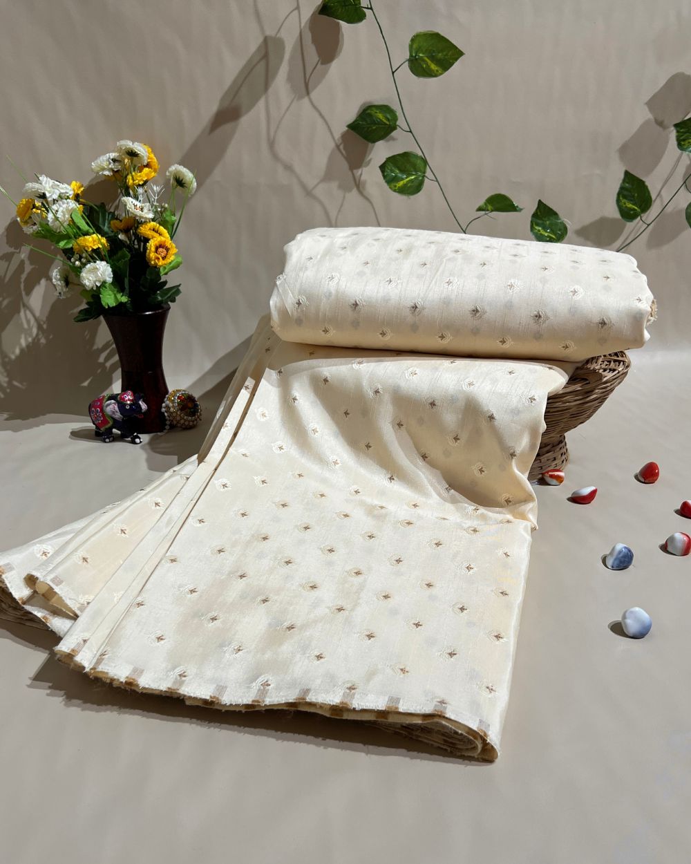 Brocade Creamy Off White Colour 60 Inches Width