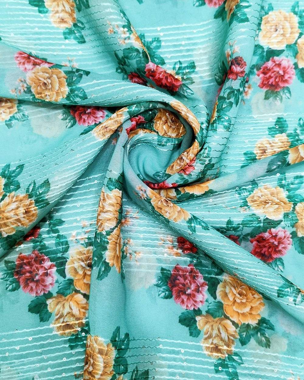 Georgette Work Pista Colour 42 Inches Width