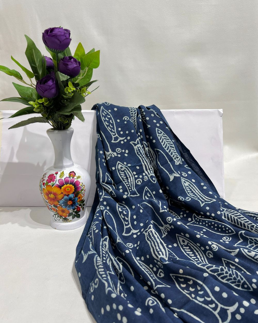Hand Block Printed Cotton Indigo Blue Colour 44 Inches Width