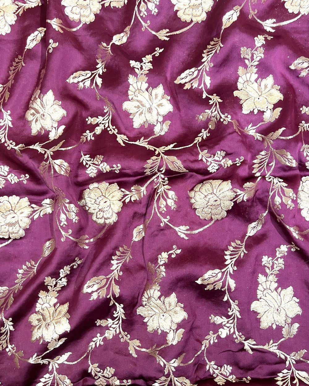 Premium Dola Silk Banarasi Wine Colour 44 Inches Width