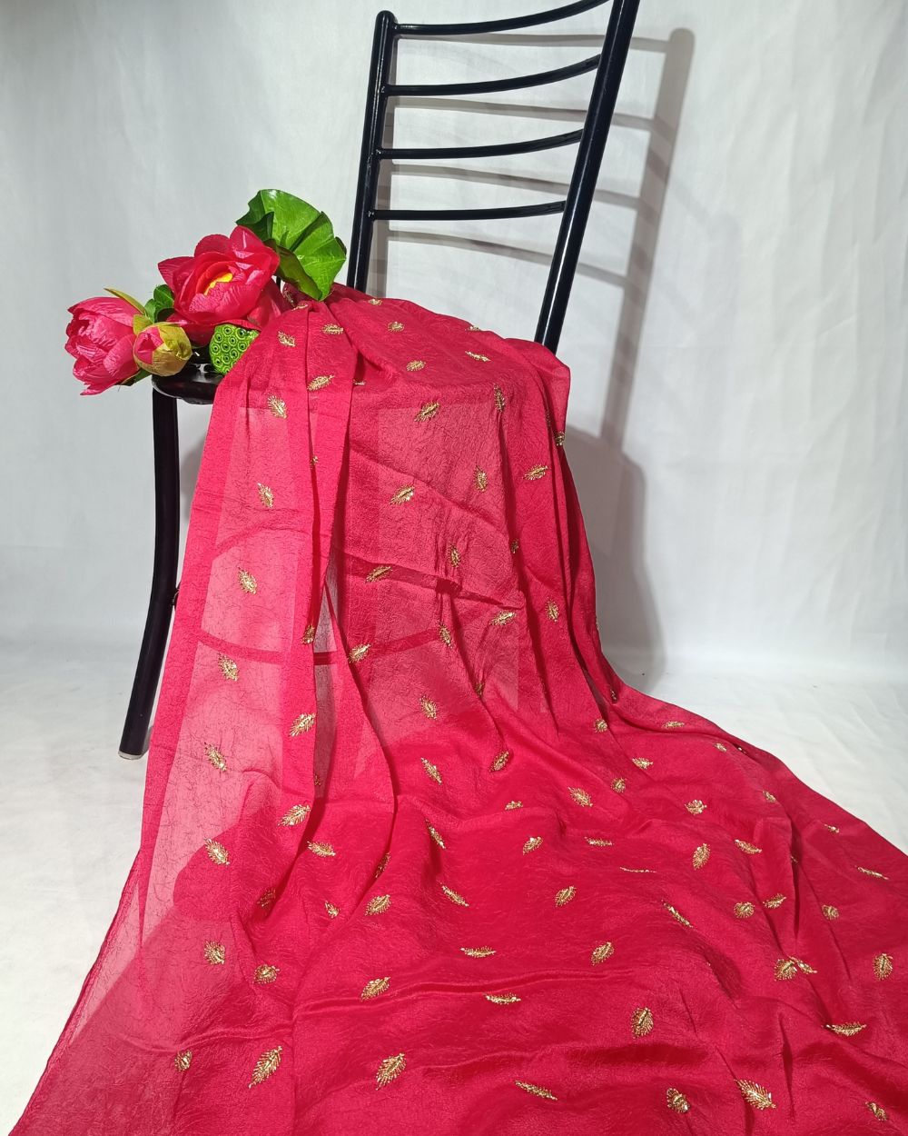 Rangoli Crush Silk Work Rani Pink Colour 44 Inches Width