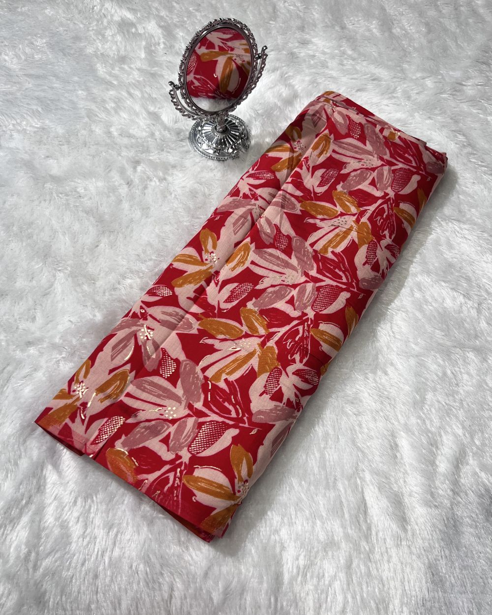 Premium Printed Modal(foil) Red Colour 42 Inches Width