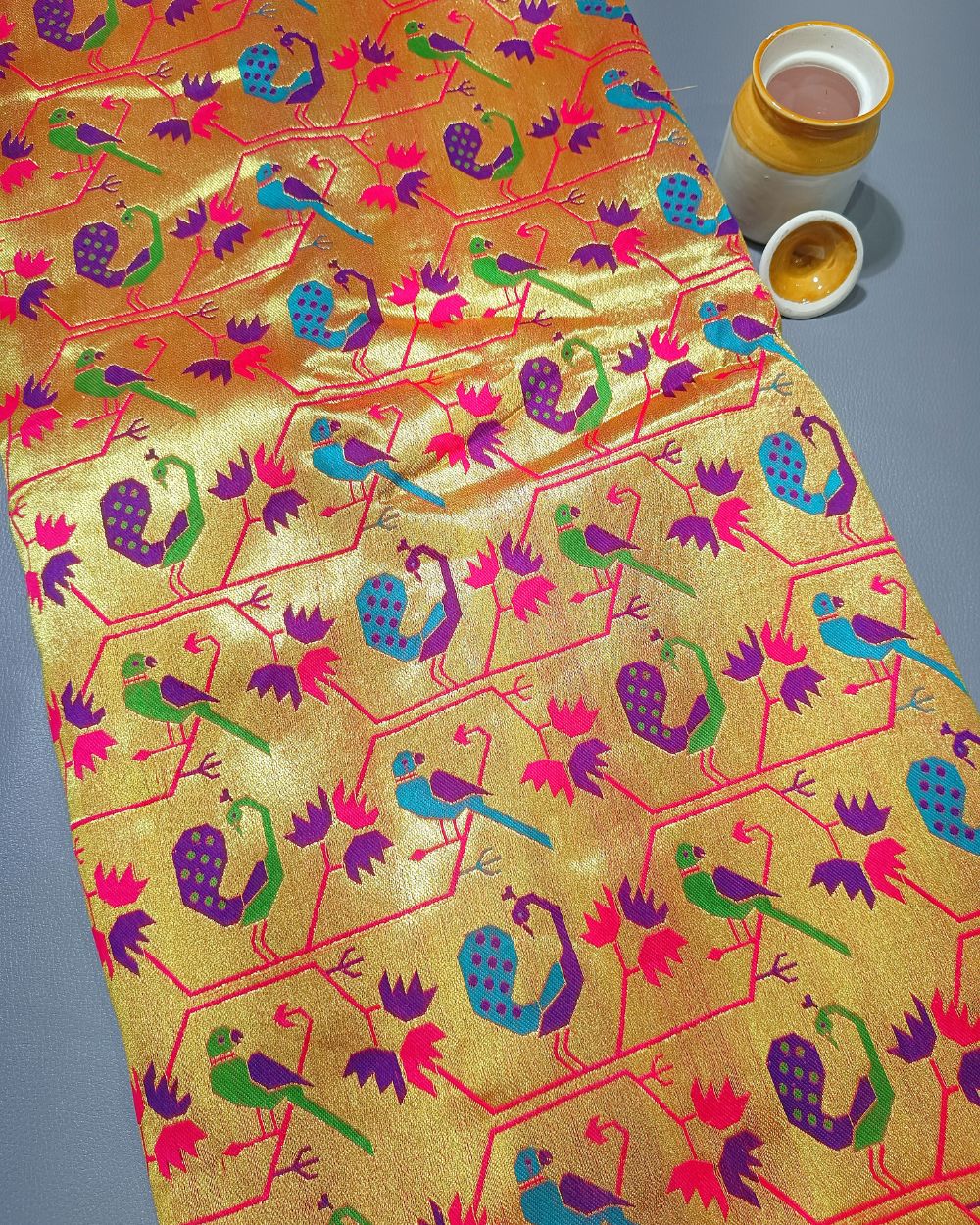 Jacquard Brocade Paithani Multicolor 44 Inches Width