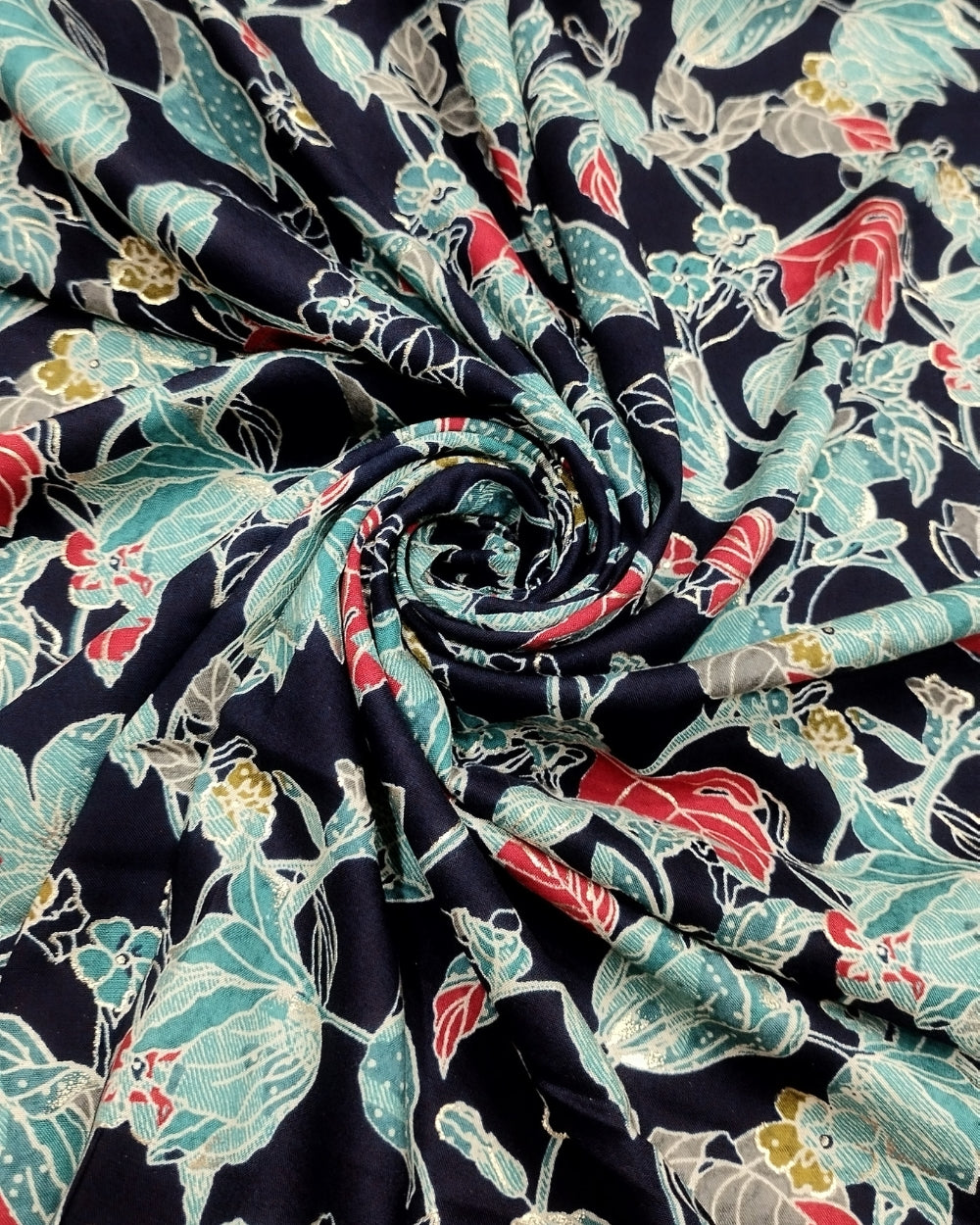 Rayon Foil Digital Print Navy Blue Colour 42 Inches Width