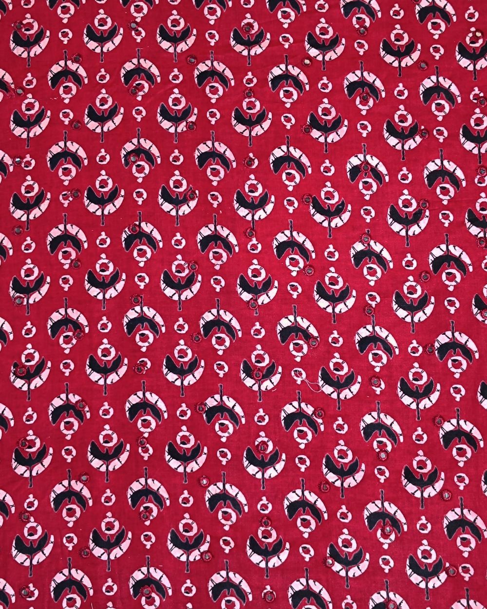 Cotton Abla Work Maroon Colour 42 Inches Width