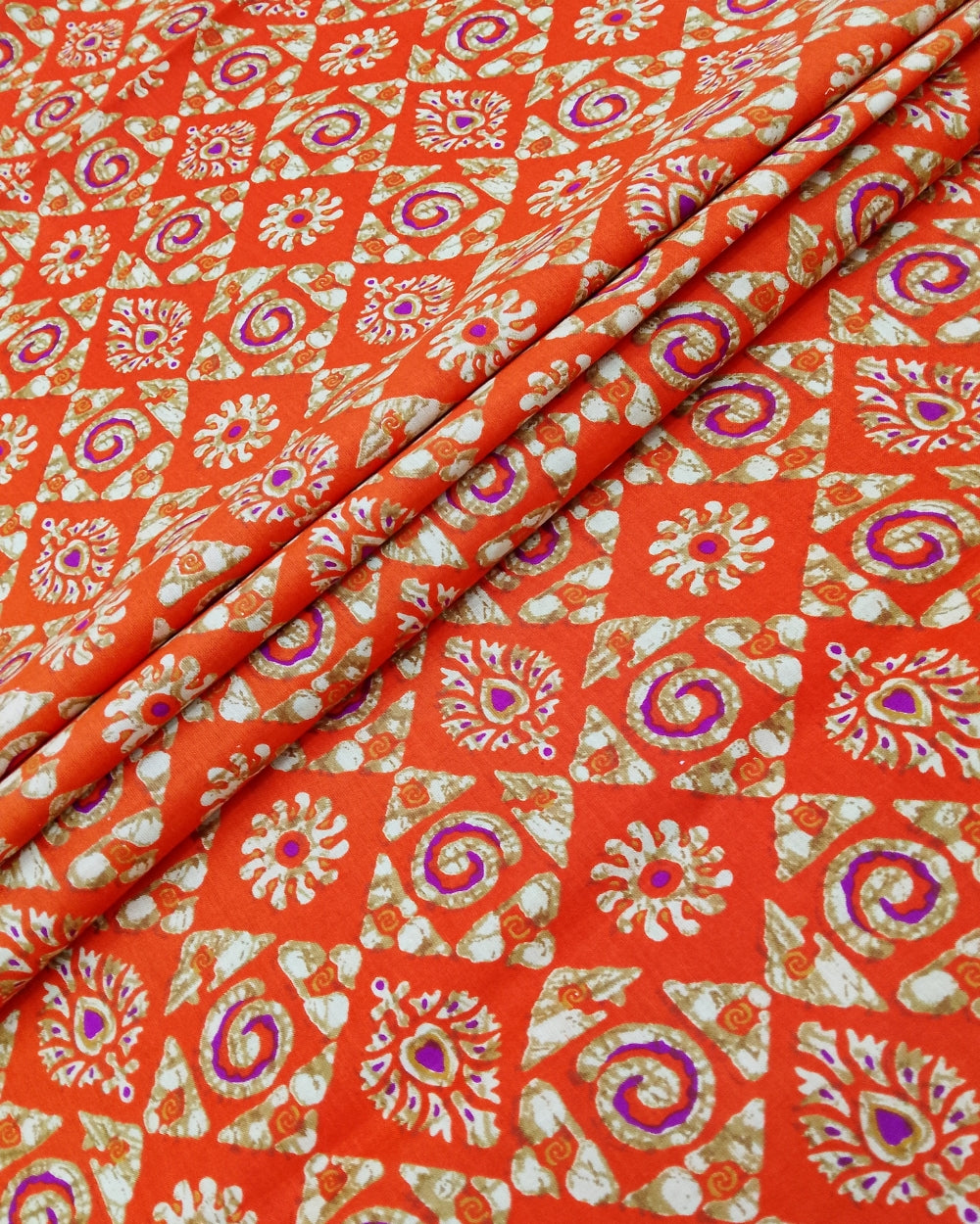 Printed Cotton Orange 42 Inches Width