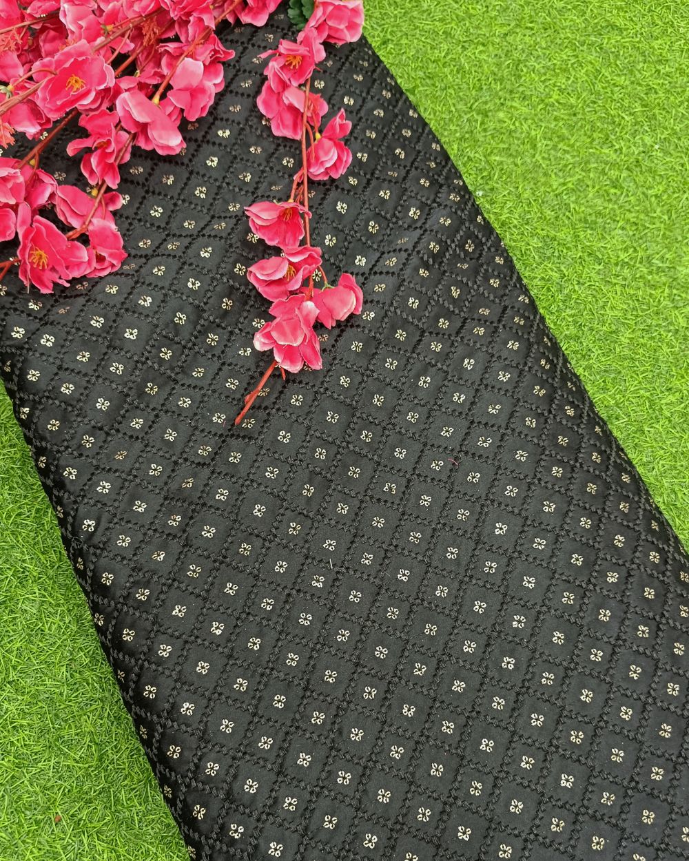 Malai Silk Work Black Colour 42 Inches Width