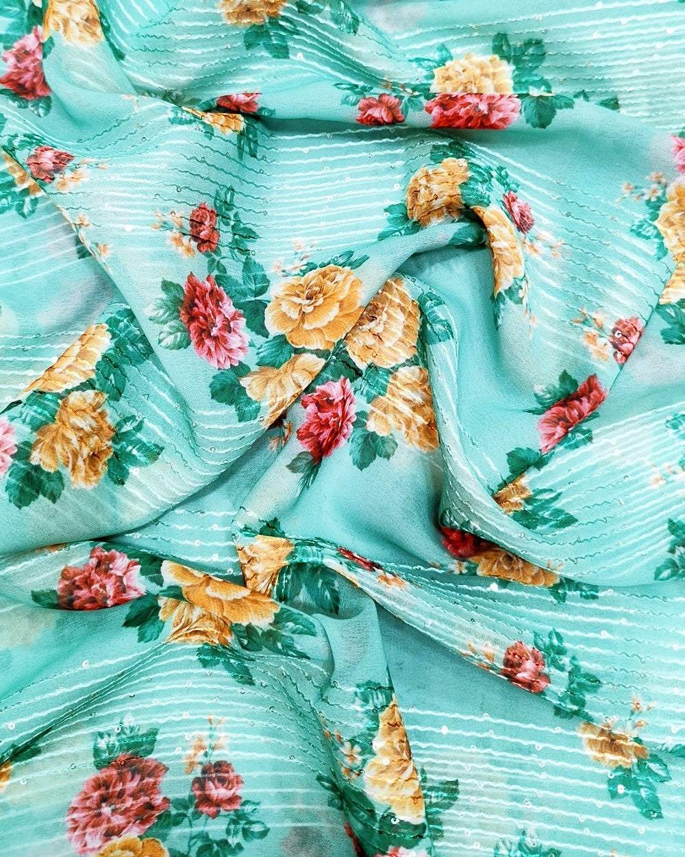 Georgette Work Pista Colour 42 Inches Width