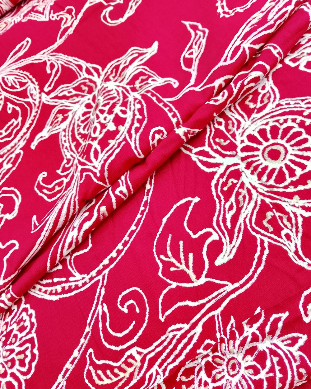 Rayon Foil Print Pink Colour 42 Inches Width