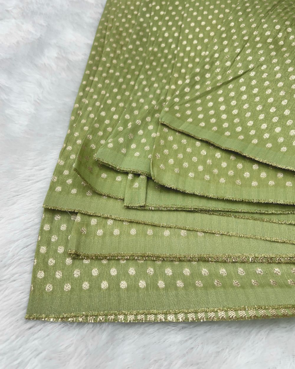 Chanderi Zari Work Parrot Green Colour 46 Inches Width