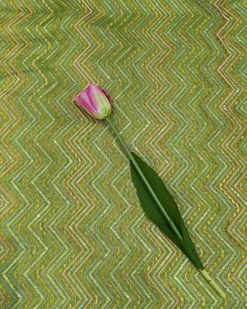 Raw Silk Work Parrot Green Colour 44 Inches Width