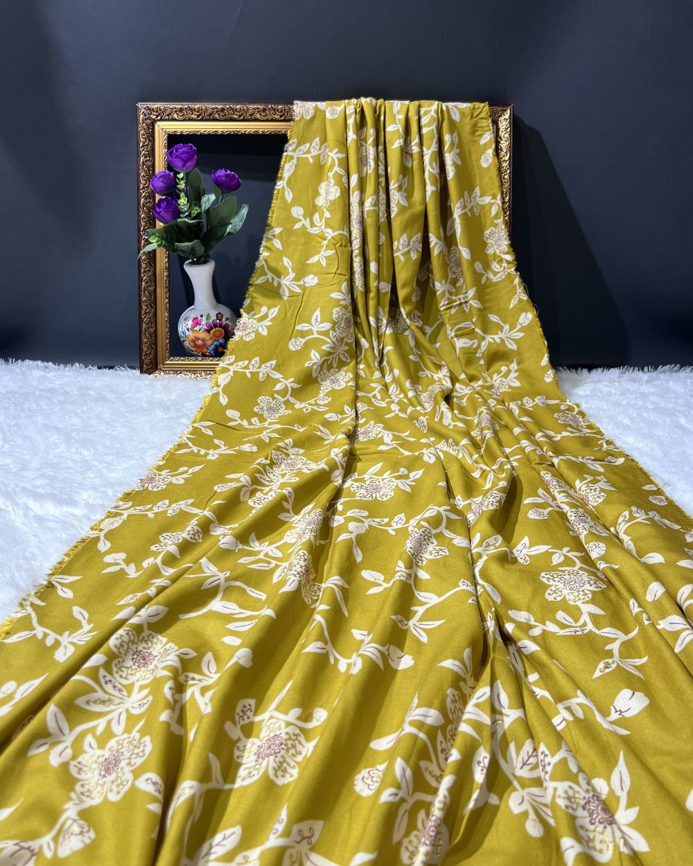 Rayon Foil Print Lime Green Colour 44 Inches Width