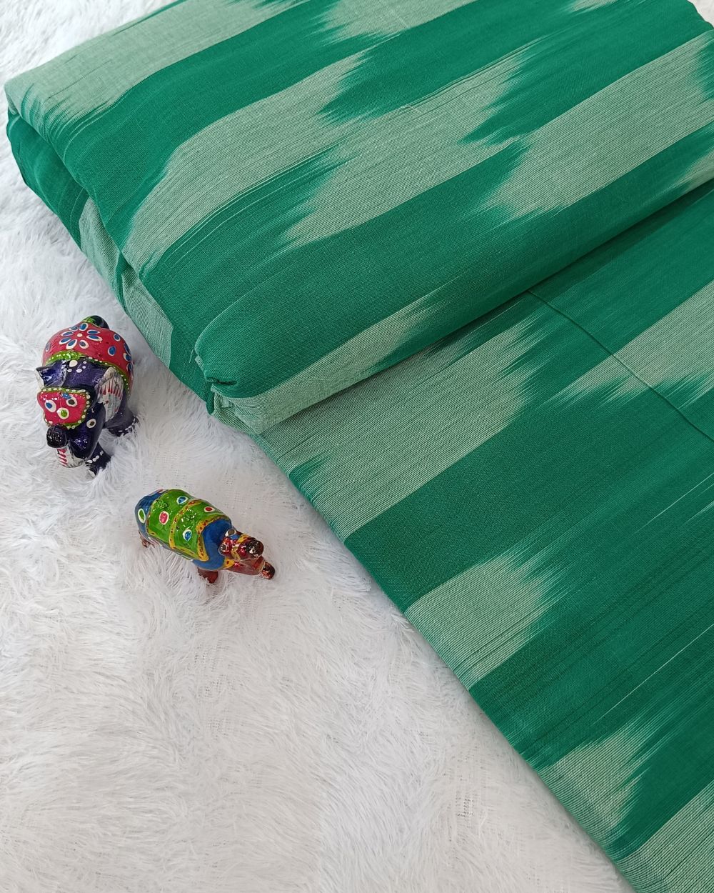 Woven Pure Cotton Ikat Sea Green Colour 42 Inches Width