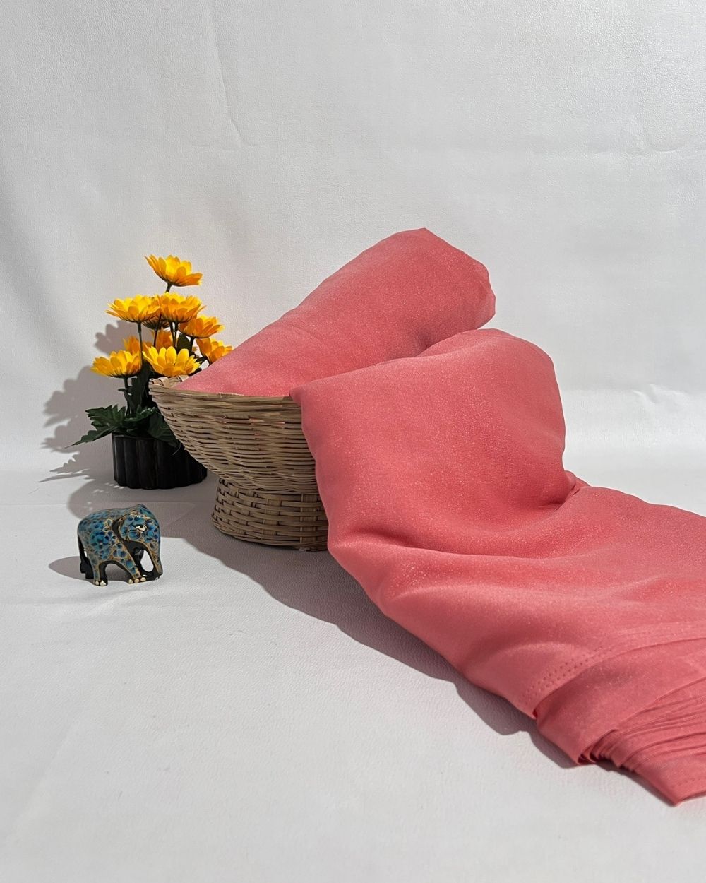 Plain Star Georgette Peach Pink Colour 44 Inches Width