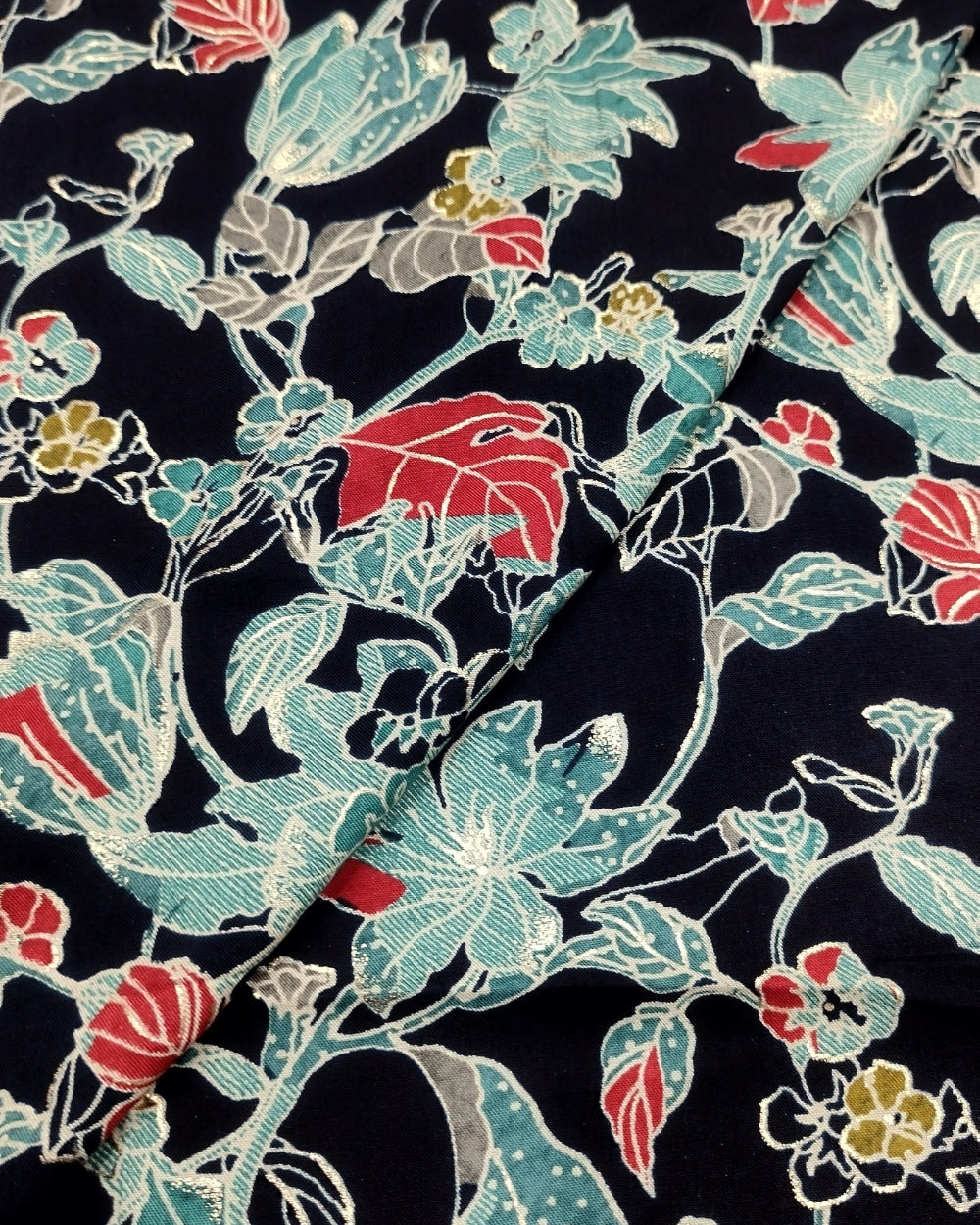 Rayon Foil Digital Print Navy Blue Colour 42 Inches Width