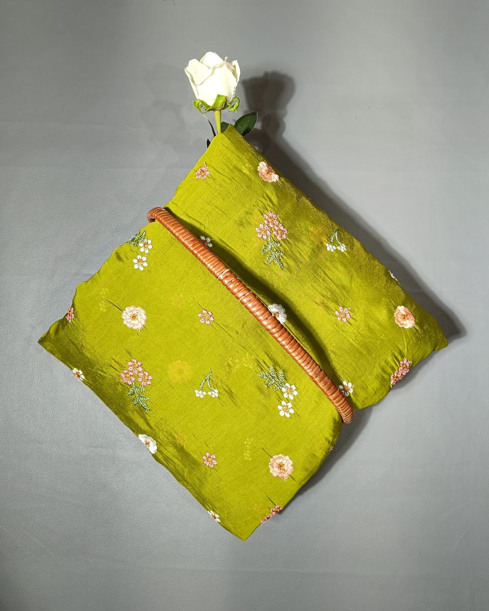 Chanderi Mal Cotton with Thread Work Mehendi Green Colour 43 Inches Width