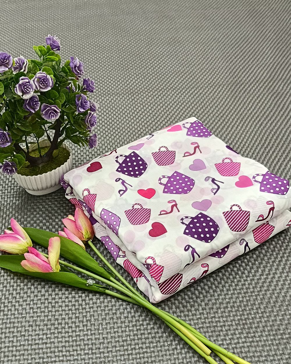 Pure Soft Printed Cotton Purple Colour 44 Inches Width