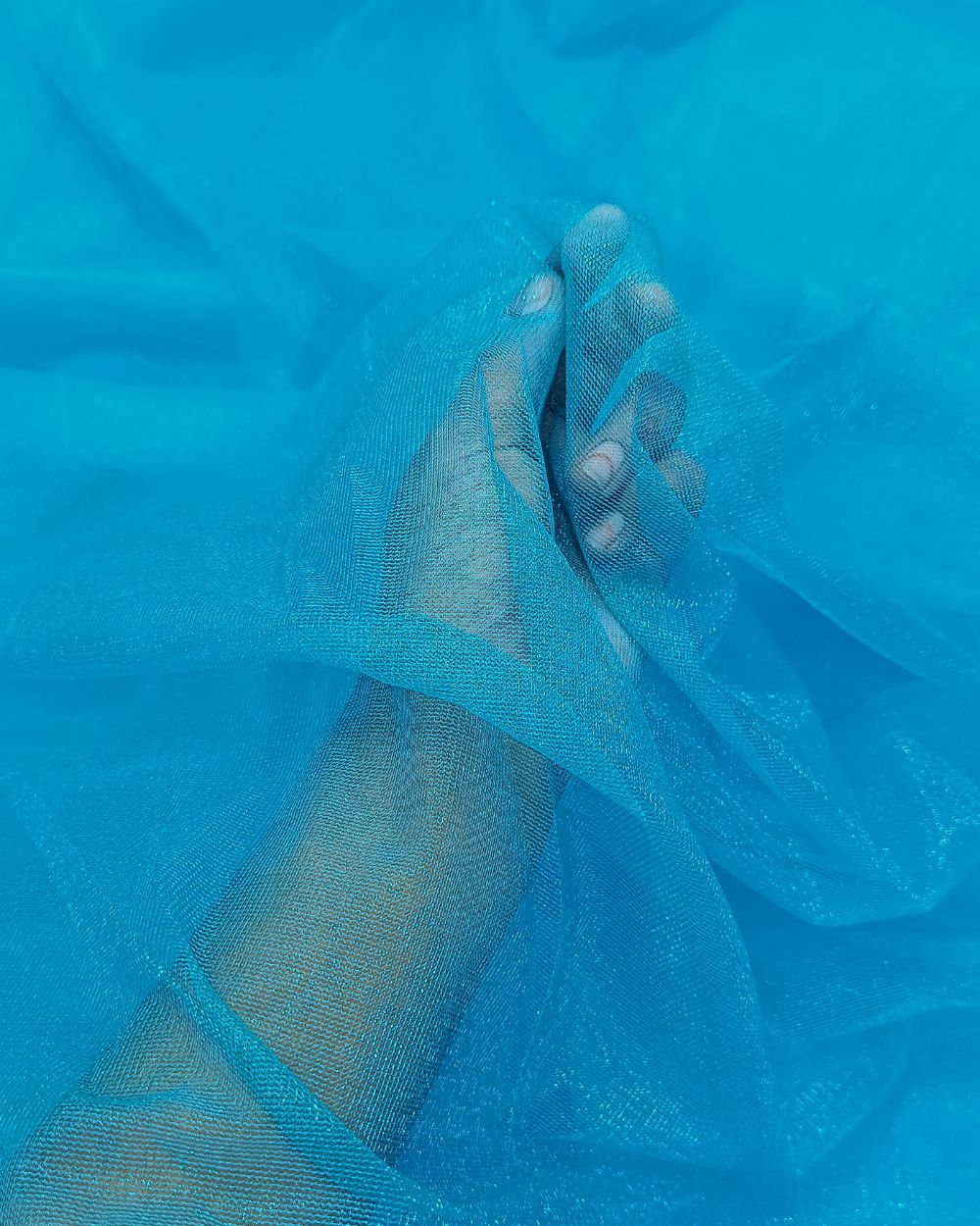 Plain Net-silky Aqua Blue Colour 44 Inches Width