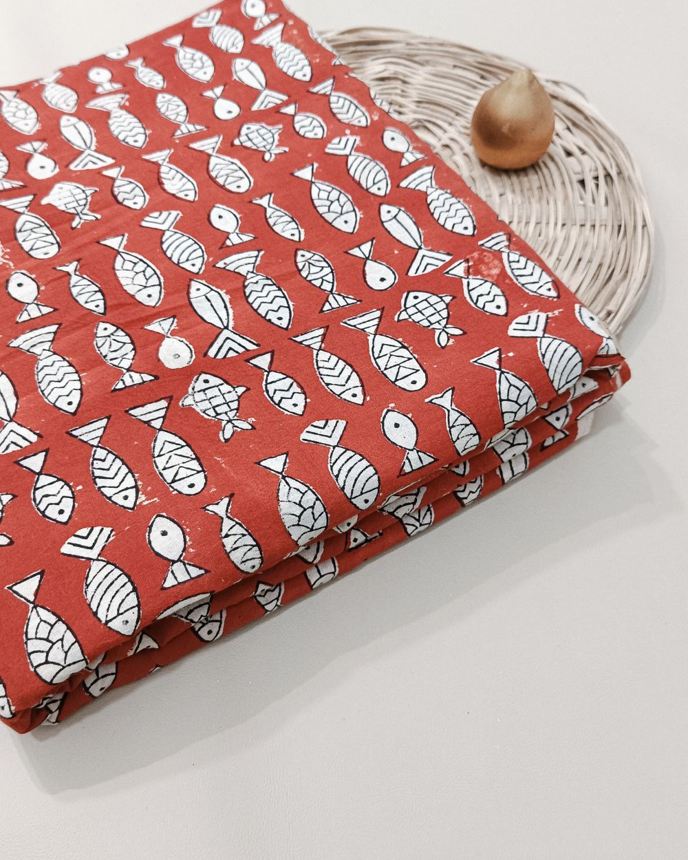 Bagru Hand Block Printed Cotton Red Colour 45 Inches Width