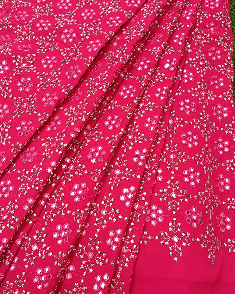 Georgette Abla Work Pink Colour 44 Inches Width