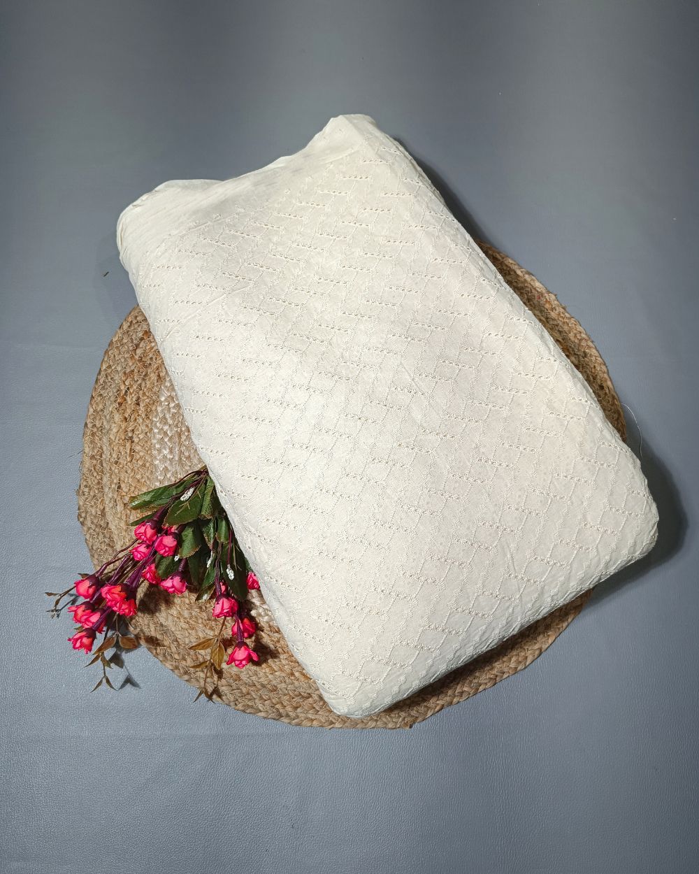 Dyeable Pure Cotton Hakoba Fabric Off White Colour 45 Inches Width