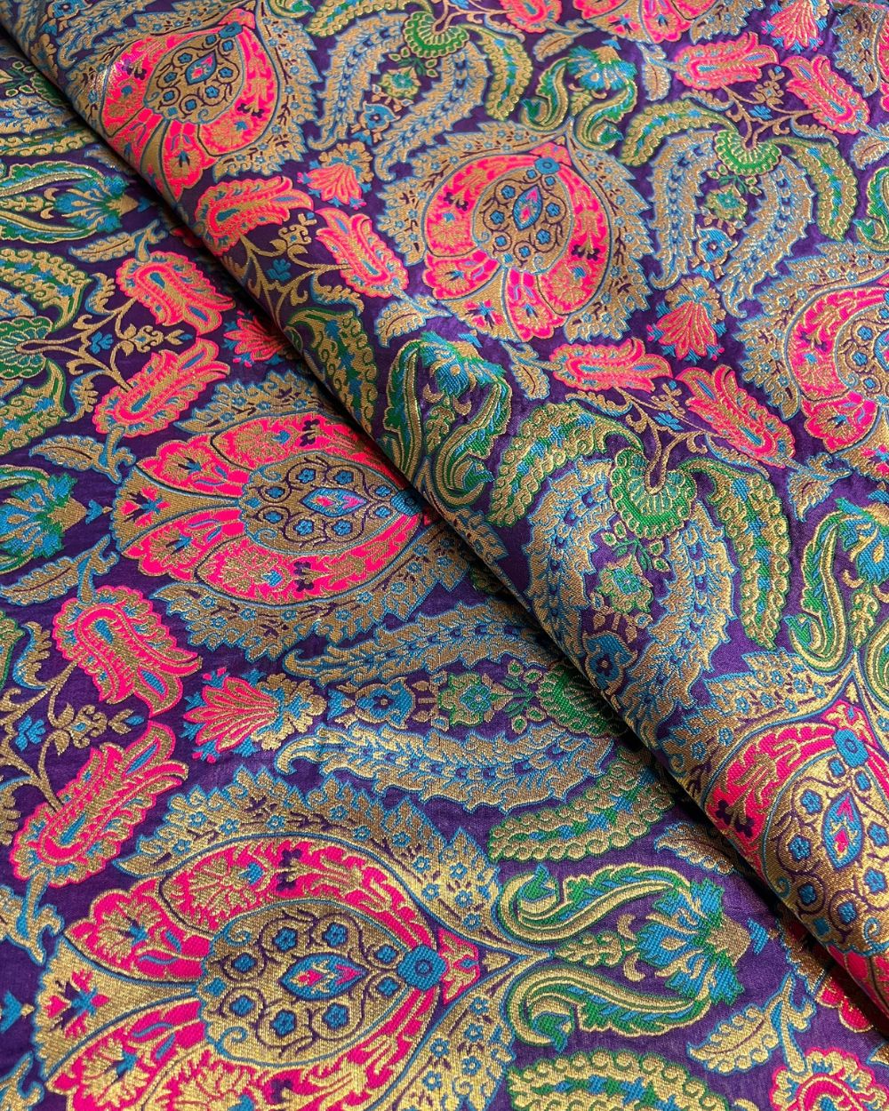 Jacquard Brocade Purple Colour 46 Inches Width