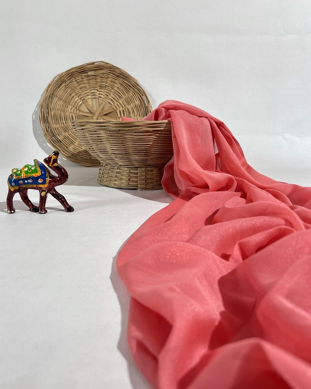 Plain Star Georgette Peach Pink Colour 44 Inches Width