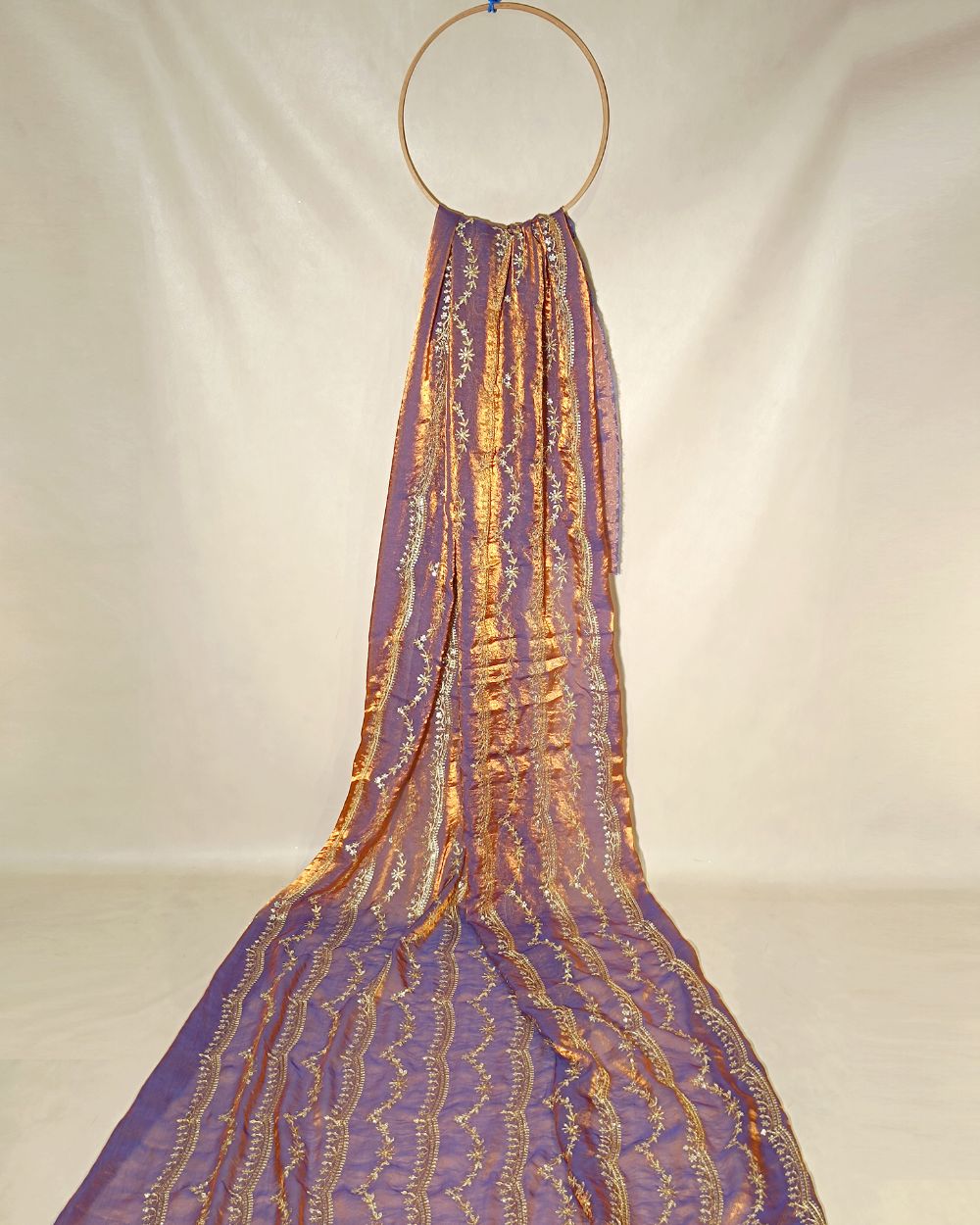 Space Silk Work Copper Lavender Colour 46 Inches Width